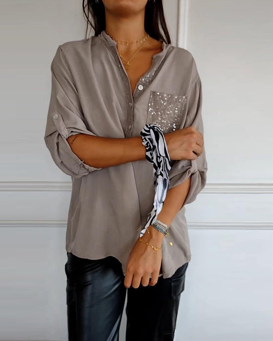 Cekinowa luźna swobodna bluzka