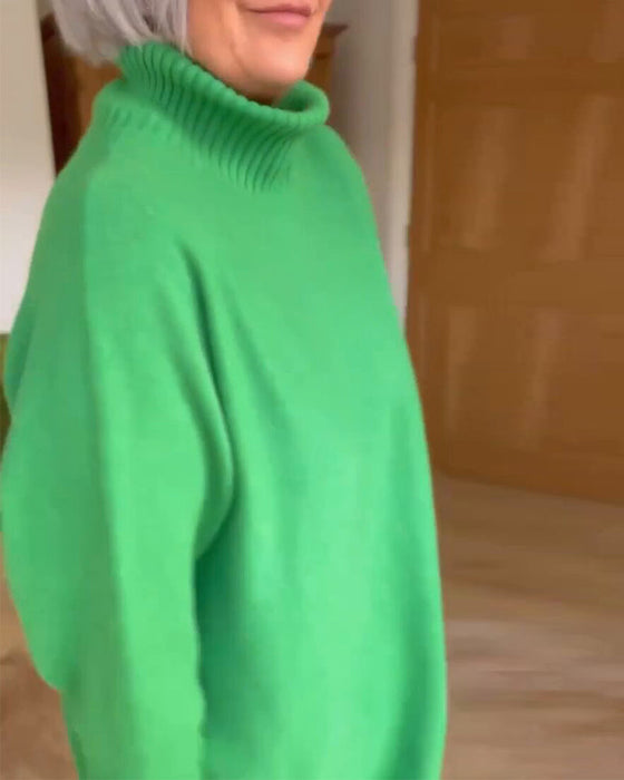 Sweter  wysoki dekolt  podstawowy  swobodny styl