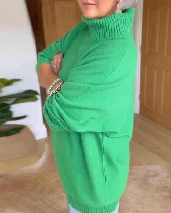 Sweter  wysoki dekolt  podstawowy  swobodny styl