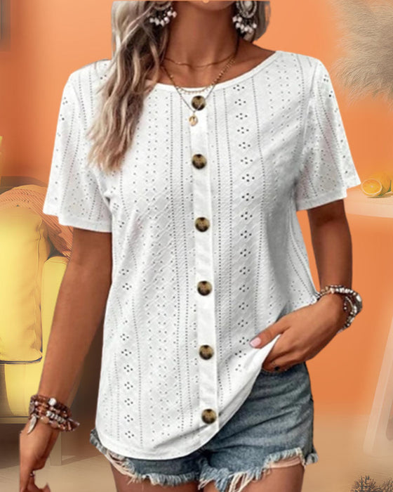 Koszulka z okrągłym dekoltem w jednolitym kolorze