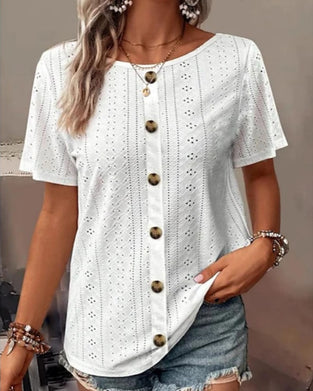 Koszulka z okrągłym dekoltem w jednolitym kolorze