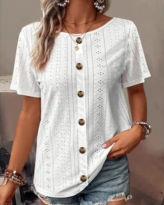 Koszulka z okrągłym dekoltem w jednolitym kolorze