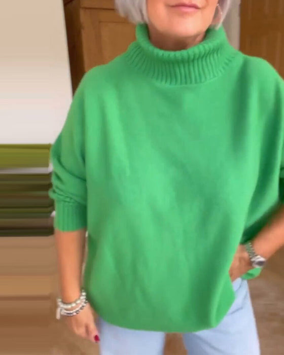 Sweter  wysoki dekolt  podstawowy  swobodny styl