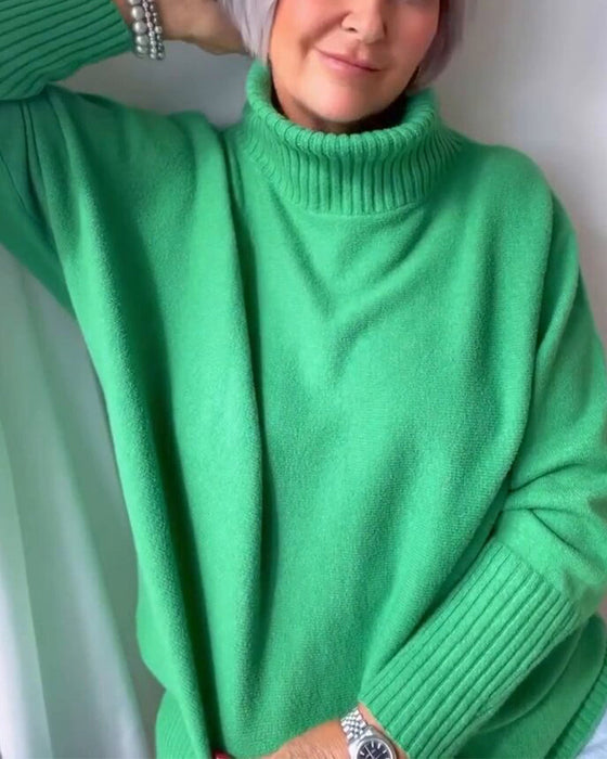 Sweter  wysoki dekolt  podstawowy  swobodny styl