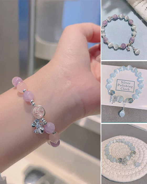 Bransoletka z kryształami imitującymi oko kota w kształcie motyla