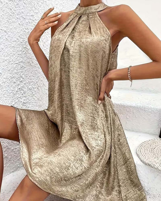 Sukienka Lekki Luksus Bez Rękawów Off-Shoulder Halter