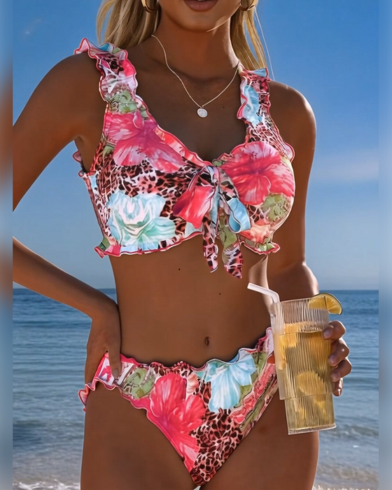 Bikinis Kwiatowy Lampart Patchwork
