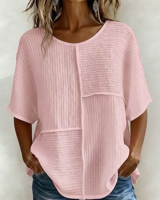Top Pionowy Teksturowany Patchwork Luźny