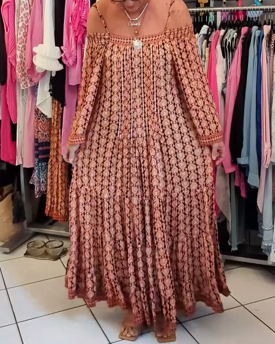 Luźna Sukienka Na Ramiączkach W Stylu Boho