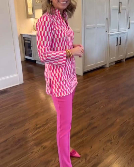 Bluzka ze stójką i rękawami z nadrukiem