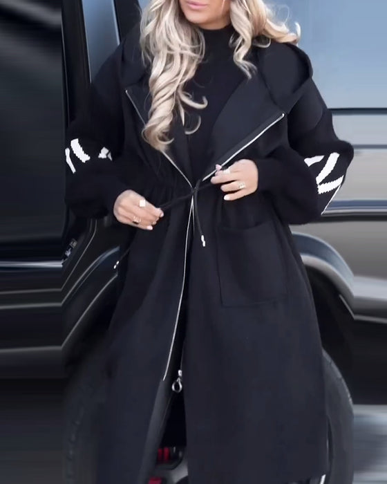 Luźny długi płaszcz z kieszeniami