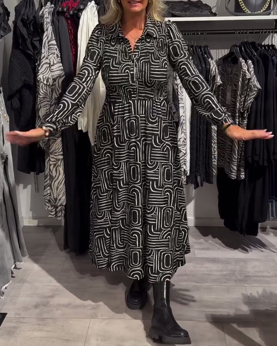 Suknia Z Projektem Kaptura Lapel I Modnymi Wzorkami Drukowanymi