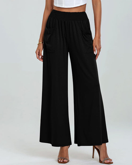 Spodnie Kieszeń Elastyczna Talia Bootcut