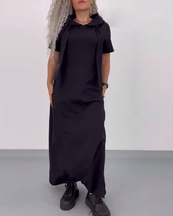 Sukienka Jednokolorowa Bluza Z Kapturem Casual