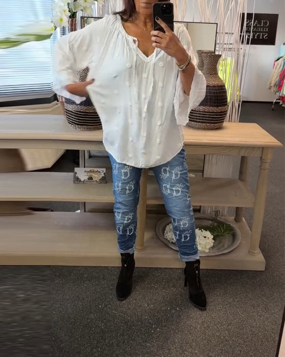 Elegancka bluzka z bufiastymi rękawami