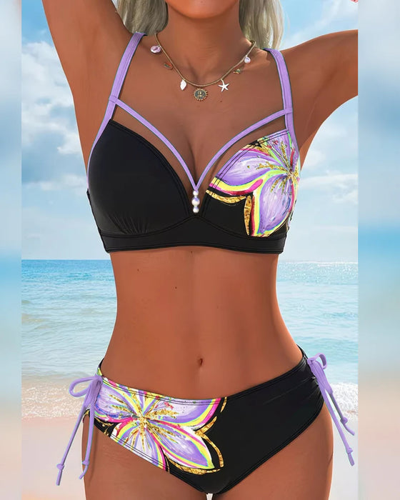 Bikini Bralette Sznurowany Drukowany