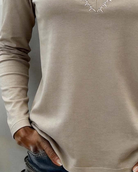 Top Dekolt W Serek Jednokolorowy Stylowy Casual