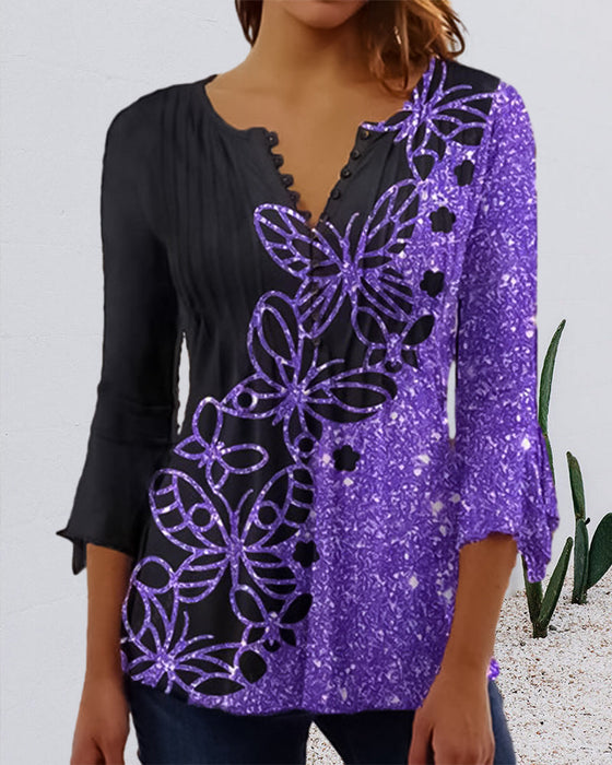 Bluzka z nadrukiem z dekoltem V