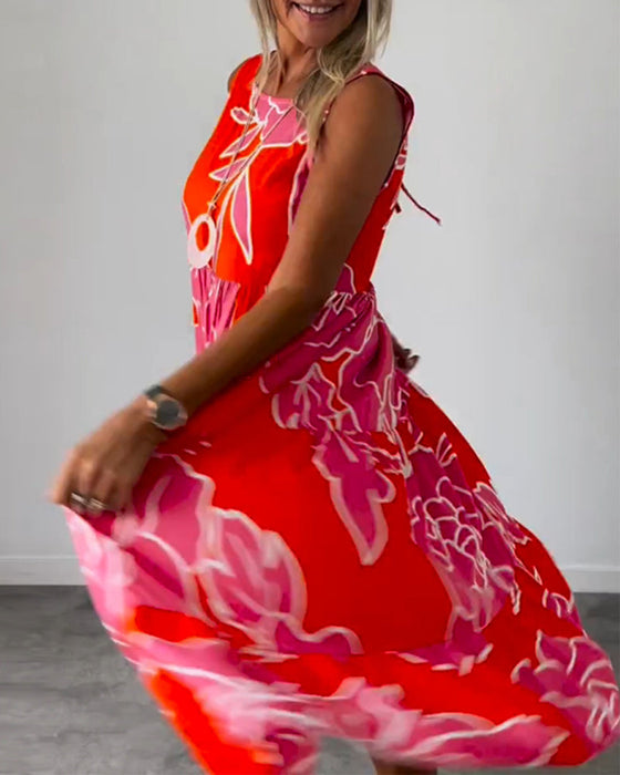 Damska sukienka z patchworkowym nadrukiem