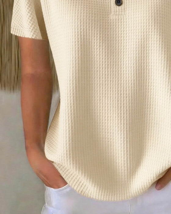 T-shirt Zapinany Dekolt V Casual