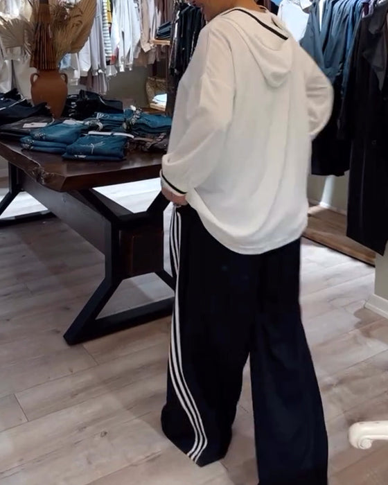 Dwuczęściowy komplet w paski z kapturem