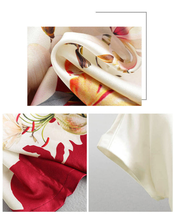 T-shirt z krótkim rękawem z jedwabiu i nadrukiem