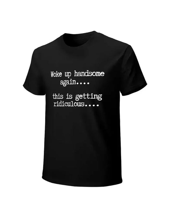 Męski T-Shirt Litera Nadruk Okrągły Dekolt