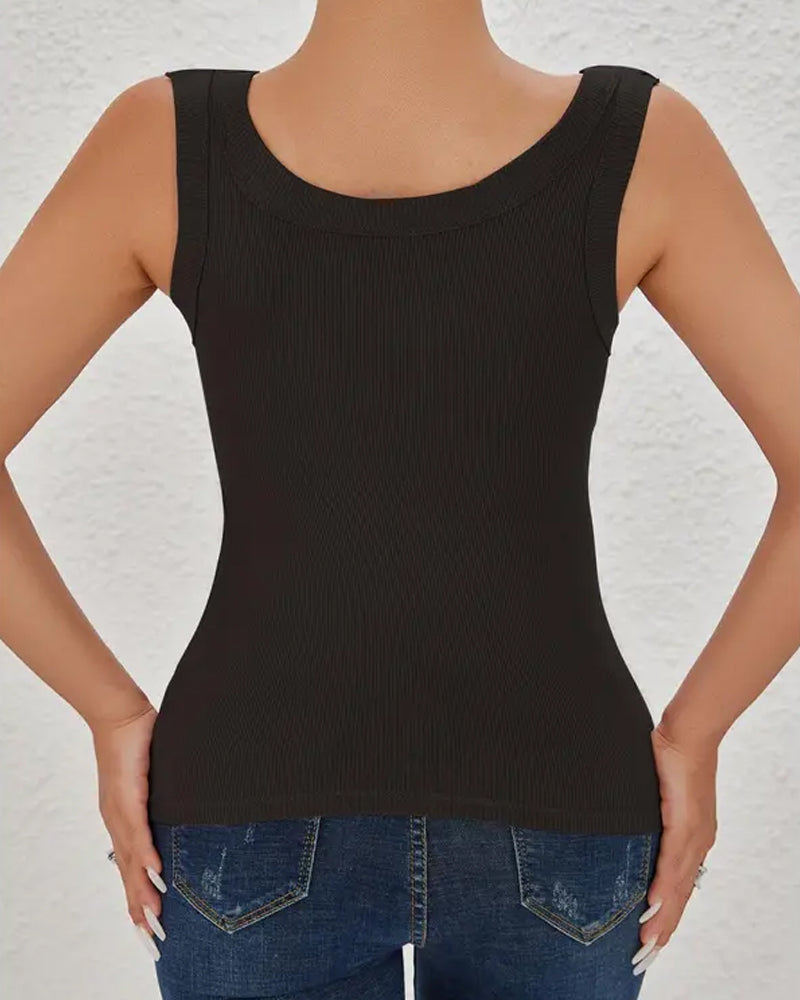 Żebrowana Wyściełana Camisole Z Wbudowanym Biustonoszem
