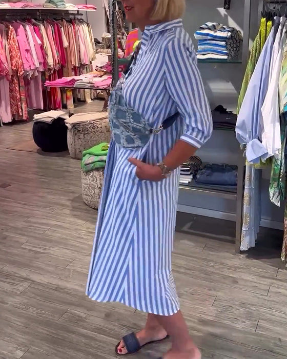 Sukienka w paski zapinana na guziki