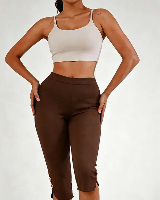 Legginsy Jednokolorowe Slim-Fit Skrócone