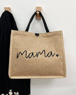 Przenośna lniana torba na ramię o dużej pojemności