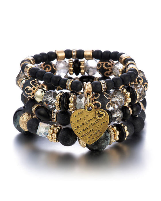 Warstwowa bransoletka z koralików w kształcie serca