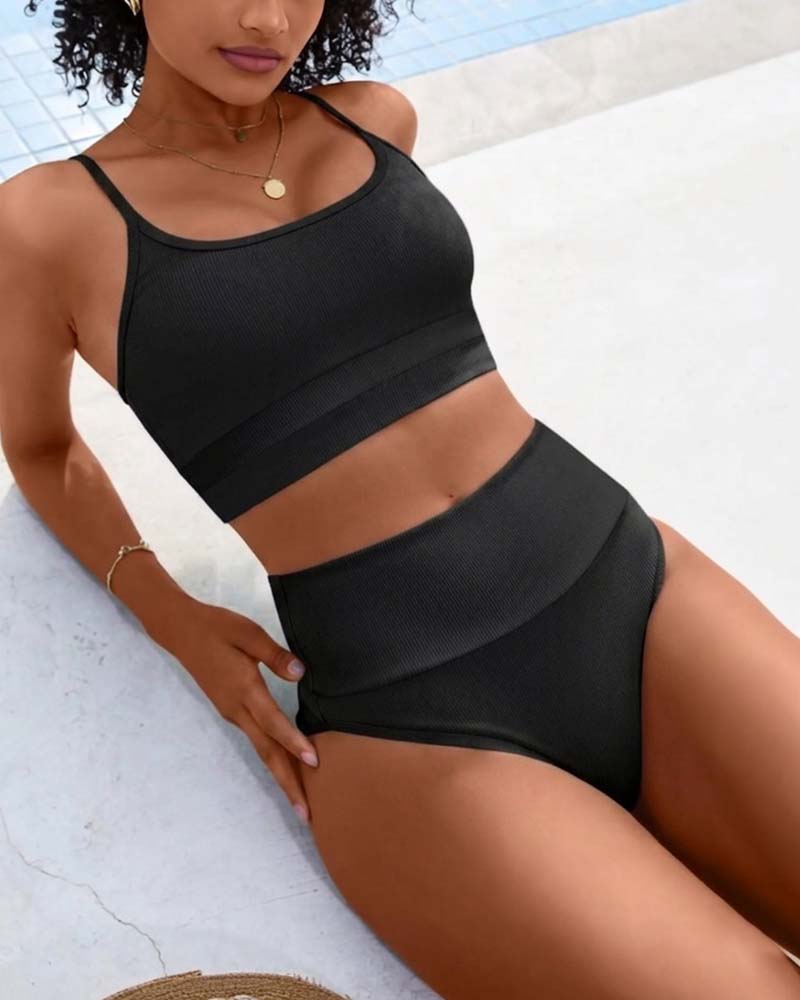 Bikini Jednolity U Szyja Wysoki Stan
