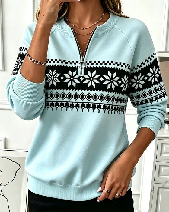Bluza Płatek Śniegu Drukowany Half-Zip
