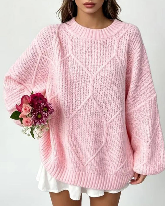 Sweter Jednokolorowy Długie Rękawy
