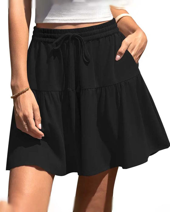 Szorty Ruffle Patchwork Wiązanie