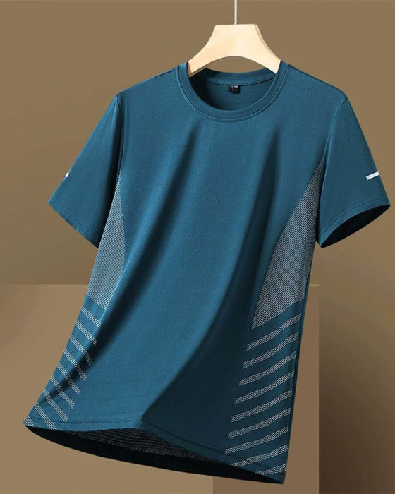 T-Shirt Boczny Pasek Męski Jedwab Lodowy