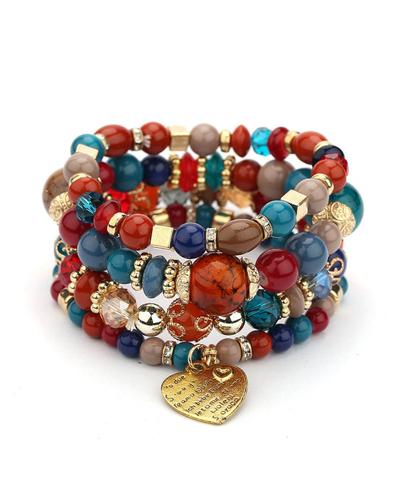 Warstwowa bransoletka z koralików w kształcie serca
