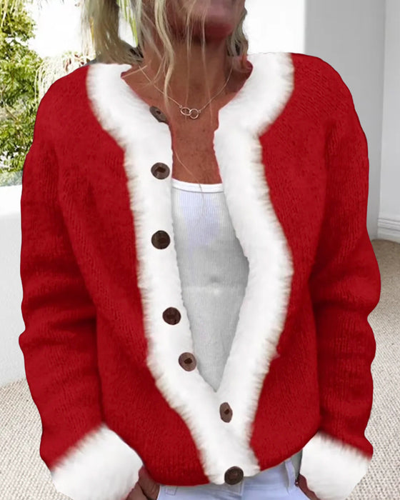 Modny Kardigan Z Długim Rękawem W Kontrastowym Kolorze