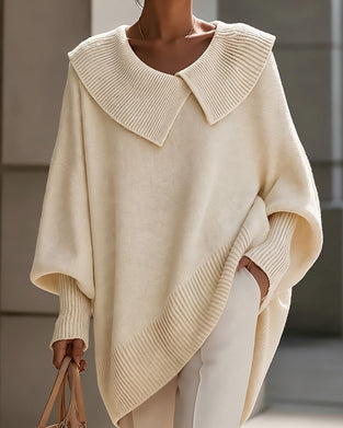 Sweter Nieregularny Klapy Jednokolorowy