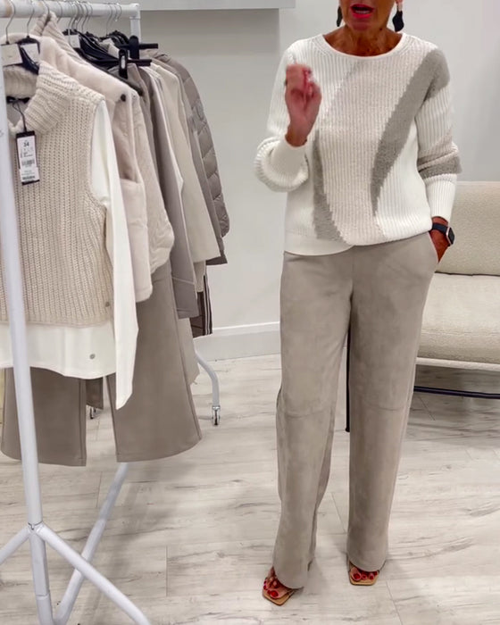 Sweter Okrągły Dekolt Wygodny Casual