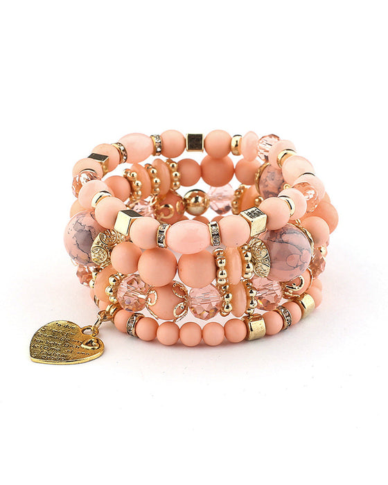 Warstwowa bransoletka z koralików w kształcie serca