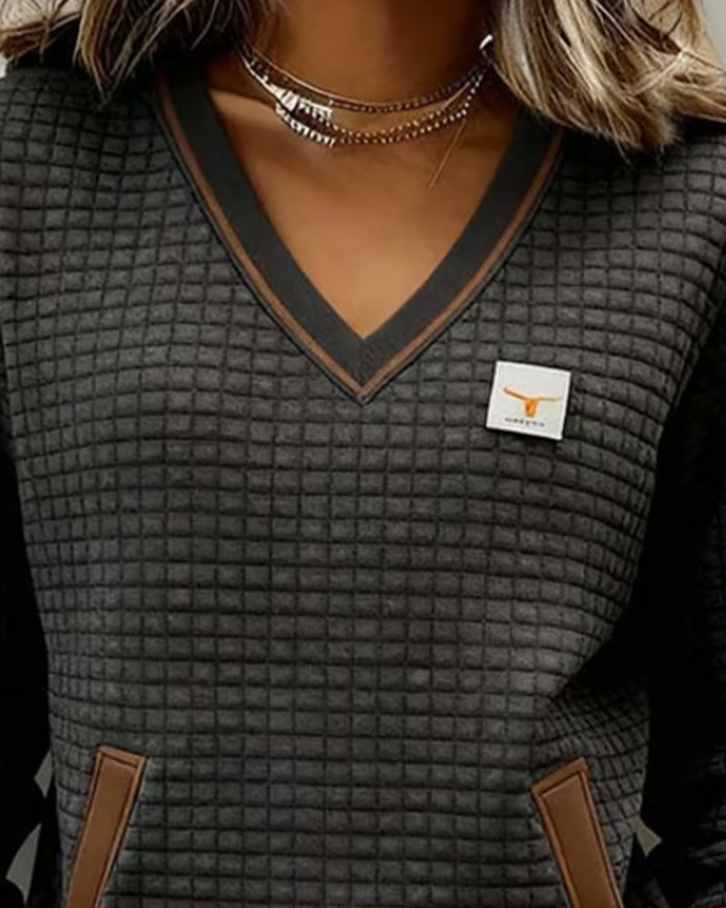 Casual Bluza Z Długimi Rękawami I Dekoltem V