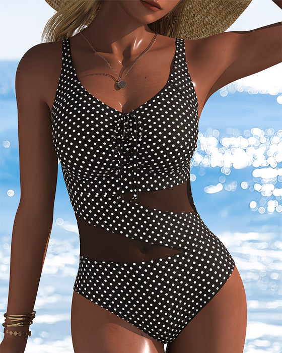One-Piece Kropka Krawat Siatka Patchwork