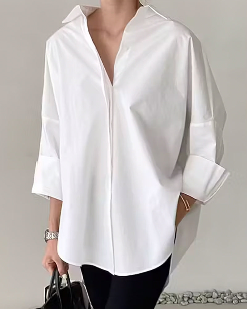 Koszula Stylowa Jednokolorowa Z Długim Rękawem