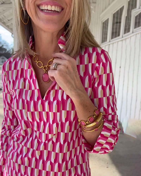 Bluzka ze stójką i rękawami z nadrukiem