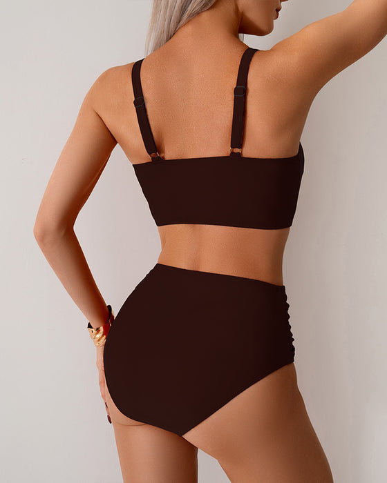 Bikini Jednokolorowy Węzeł Wysoki Stan Seksowny