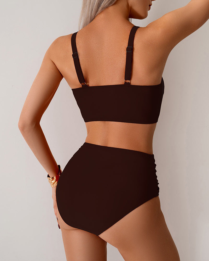 Bikini Jednokolorowy Węzeł Wysoki Stan Seksowny