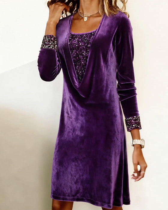 Sukienka Elegancka Cekinowa Patchwork