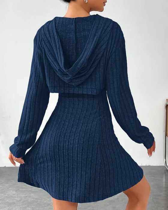 Zestaw Bluza Z Kapturem Top Sukienka Dwa Części